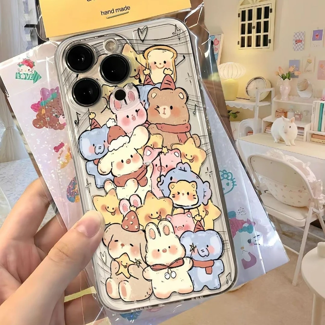 星星兔子iPhone13/14苹果手机壳x/xs个性透明11/12pro全包软壳15
