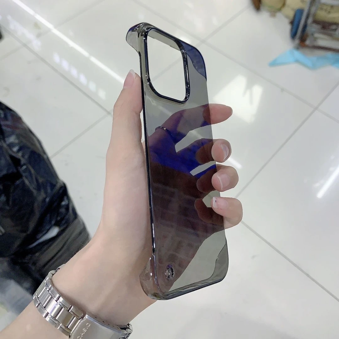 新款苹果14promax透黑无边框iPhone15Pro透明超薄简约13亚克力壳