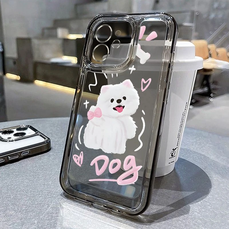 蝴蝶结狗狗苹果15pro手机壳iPhone14防摔xsmax软11/12/13潮xr/78p