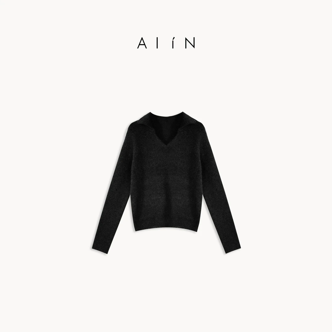 ALIN【小V翻领毛衣】秋冬气质软糯高级感百搭慵懒毛衣 24-AWD692