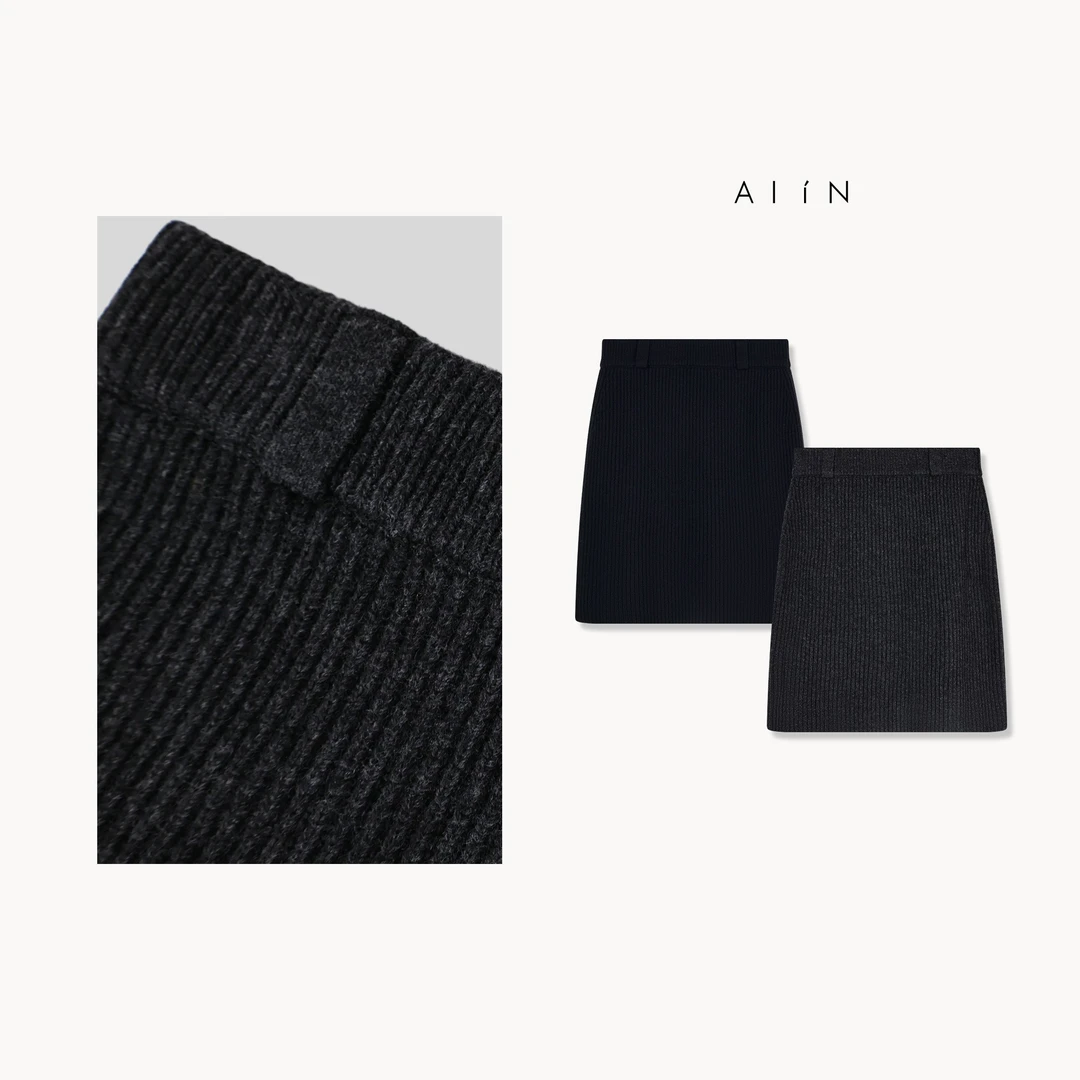 ALIN【全羊针织短裙】秋季时髦百搭全羊针织气质短裙 24-AWDQZ560