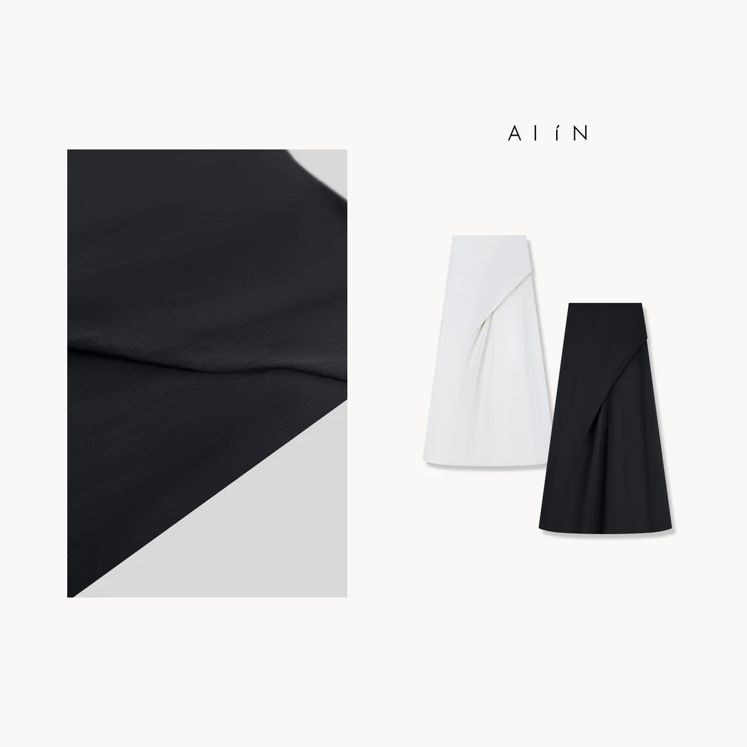 Alin【肌理不规则半裙】时尚轻奢高级感不规则高腰半身裙24-SSD6011