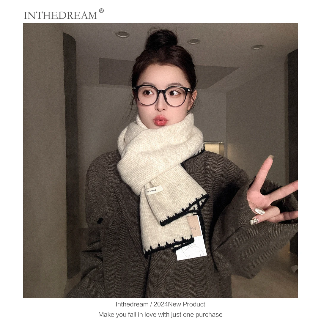 高级感韩版百搭围巾女秋冬季软糯针织仿羊绒护颈围脖2024新款潮