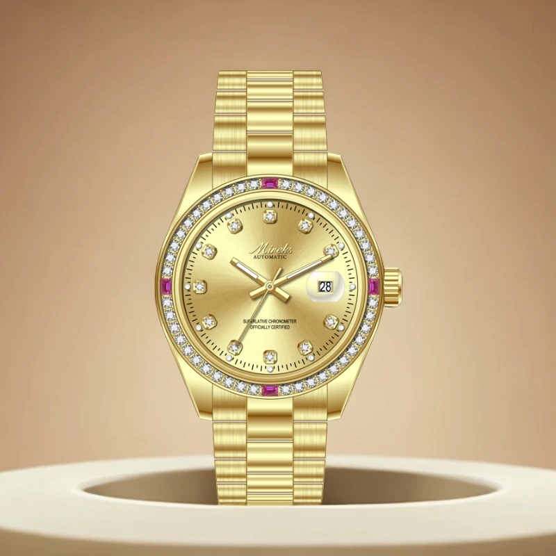 米利时官方正品金日志三代升级版-镶红宝石限定发售高端男士腕表