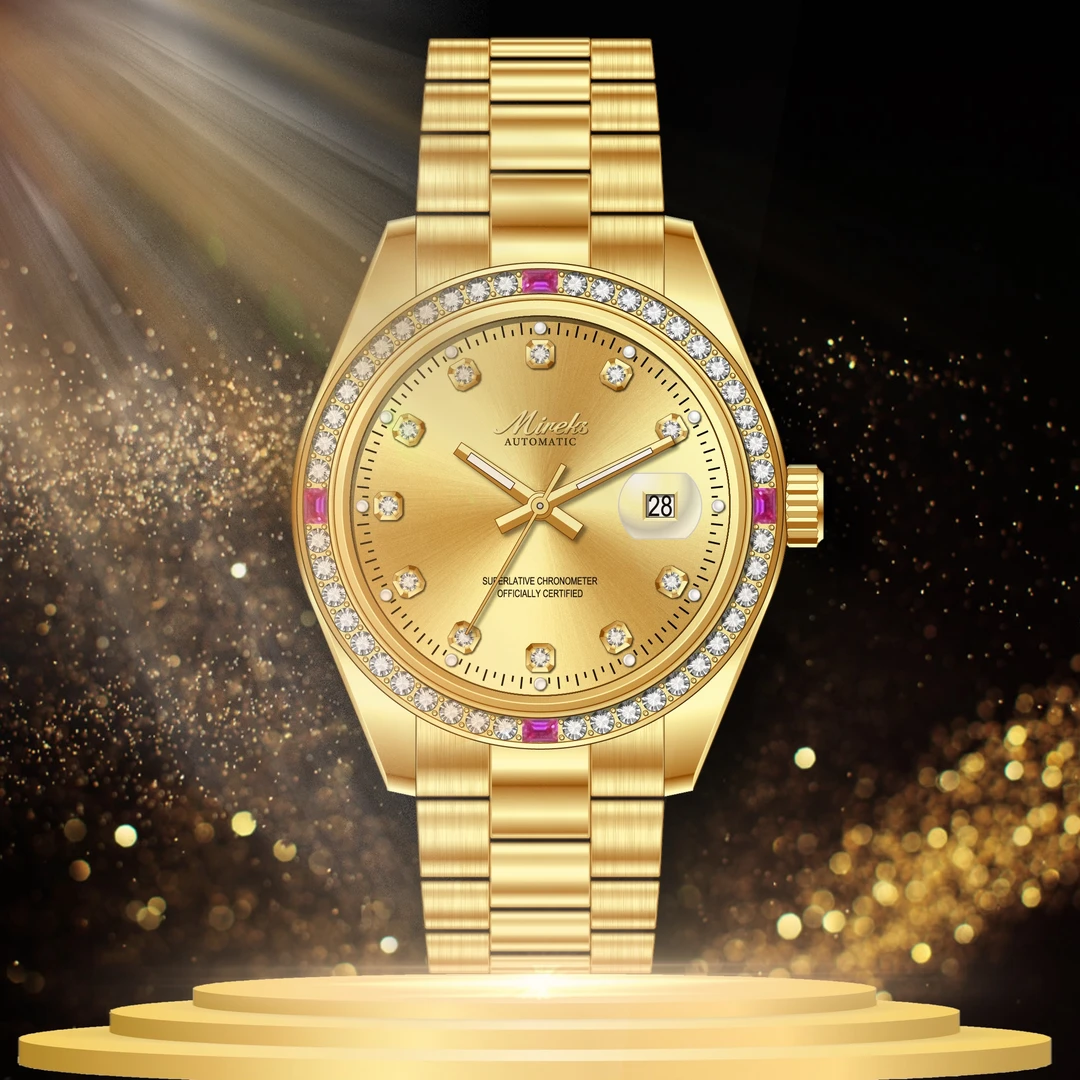 米利时官方正品金日志升级版-镶红宝石限定发售高端男士腕表XYC