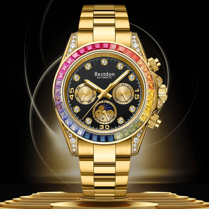 BangDun/邦顿官方正品高端男士腕表防水日历机械彩虹迪71139-N