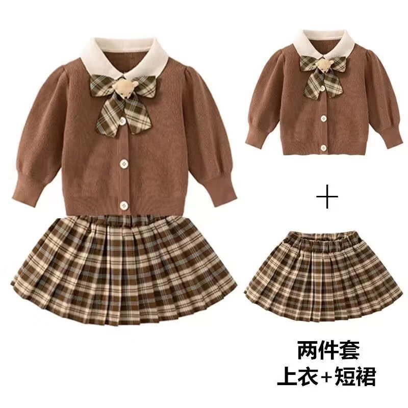 女宝宝jk制服学院风儿童套装韩版洋气小童春秋儿童网红休闲两件套