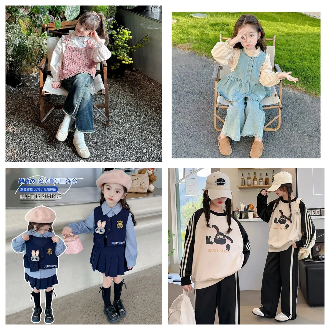 1【秋款上新】-儿童秋款套装女童女宝宝夏装裙子国风夏装衣服90-150