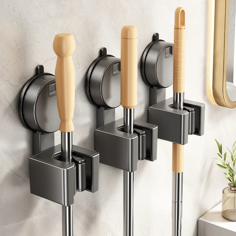 吸盘拖把夹免打孔收纳神器卫生间置物架挂扫把固定架壁挂挂钩挂架