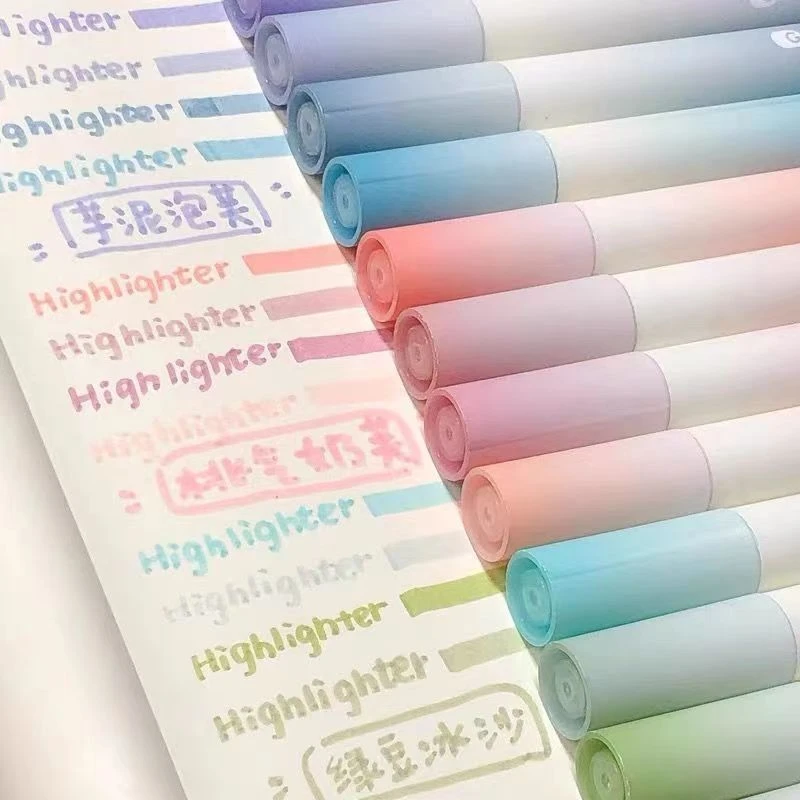 荧光笔莫兰迪标记笔马卡龙双头记号笔多色莹光彩色笔彩笔划重点