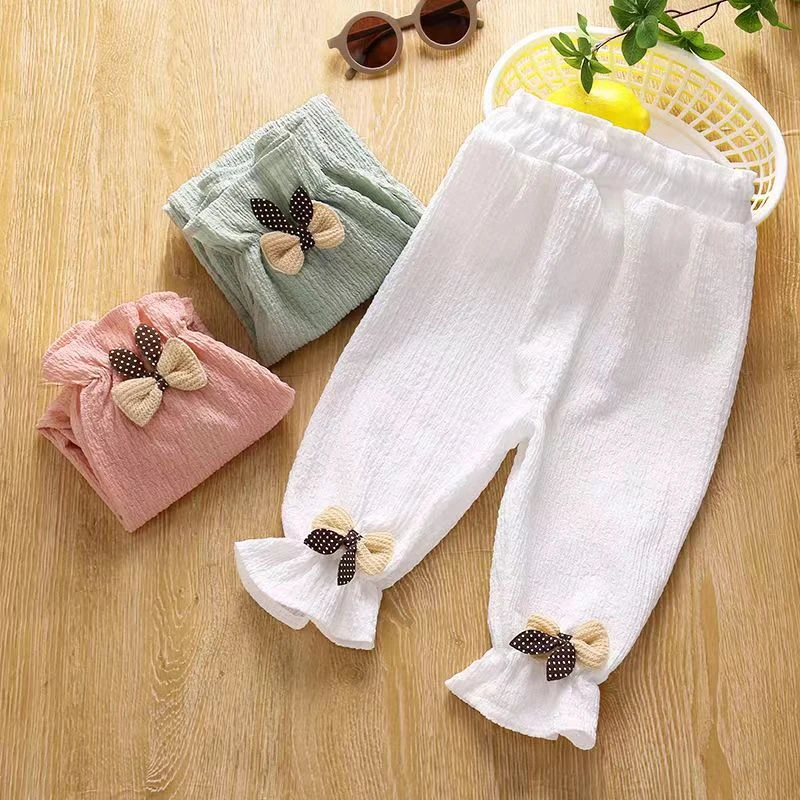 小童新款夏季薄款洋气女童防蚊裤宽松外穿宝宝百搭网红儿童七分裤