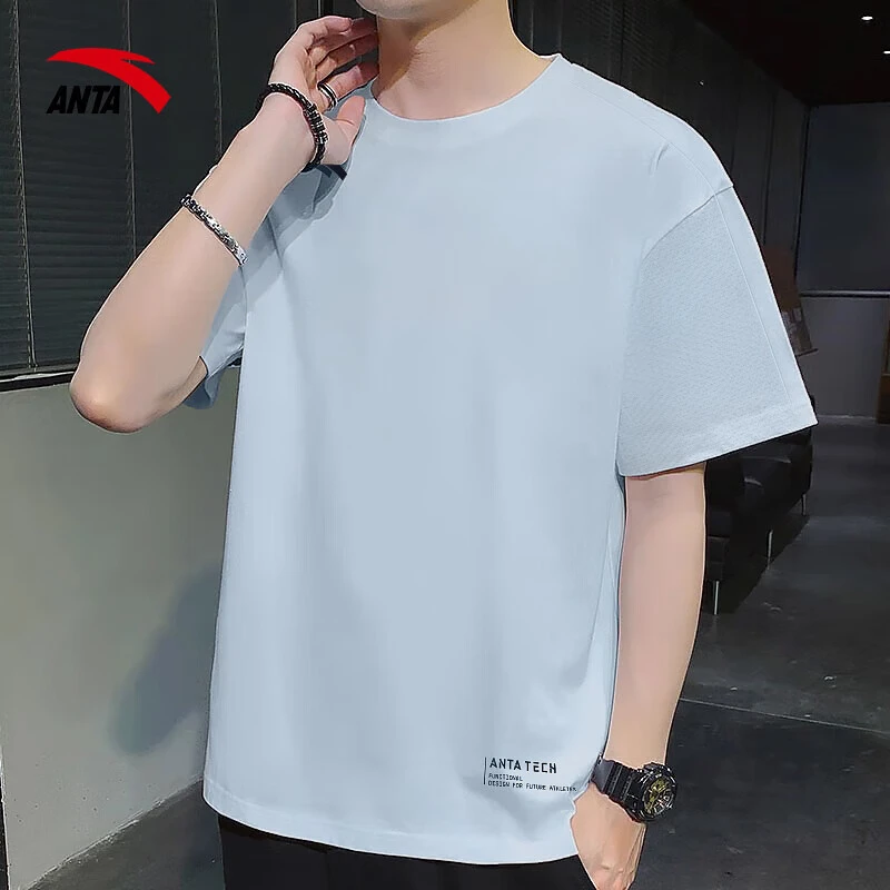 安踏速干运动短袖t恤男2024夏季薄款黑色吸湿透气休闲百搭上衣男