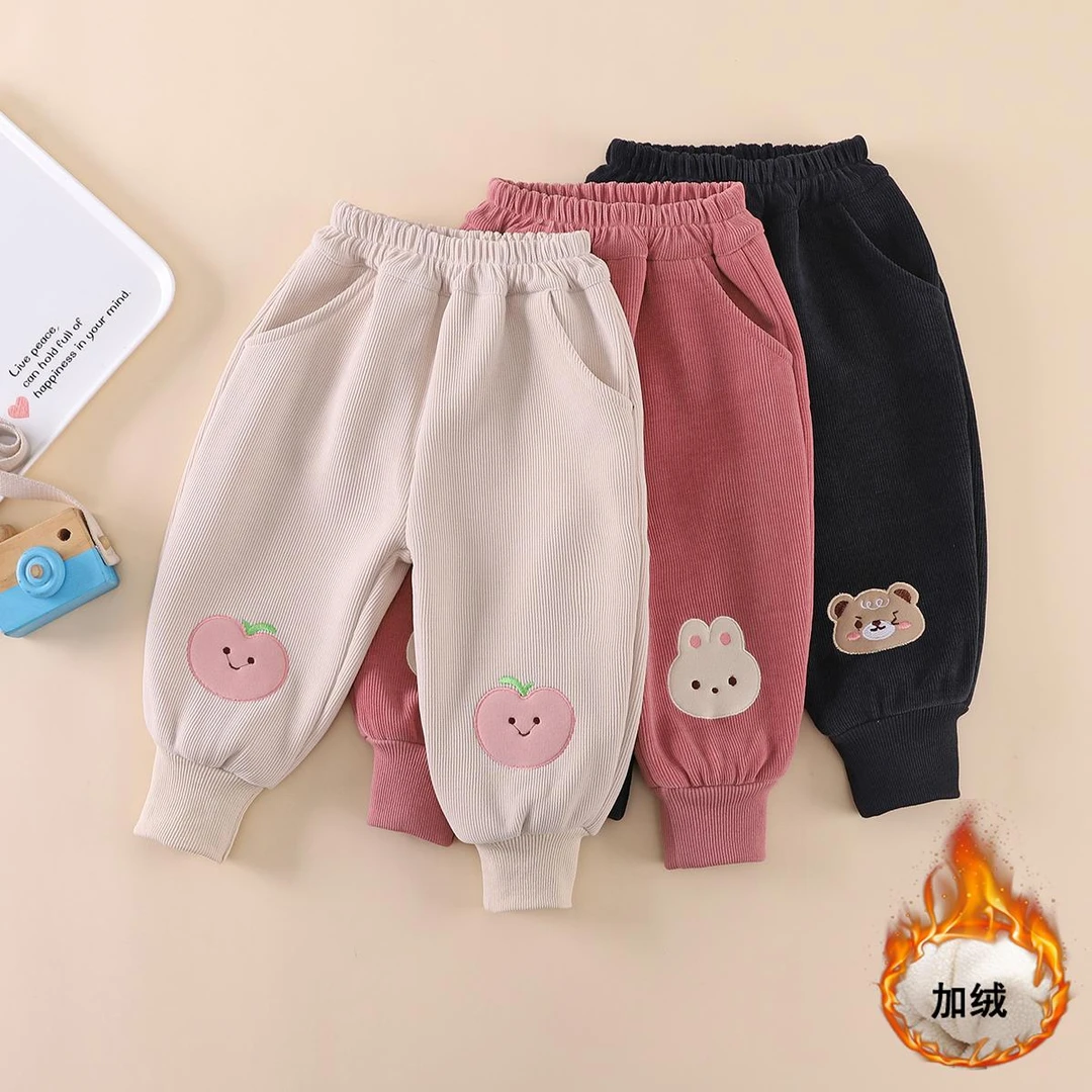 女童秋冬新款加绒裤子女宝宝冬季一体绒休闲长裤婴儿童外穿保暖裤