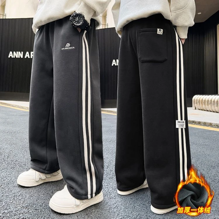 中大童裤子秋冬休闲裤2024男童裤子加绒加厚初中生男生青少年裤子