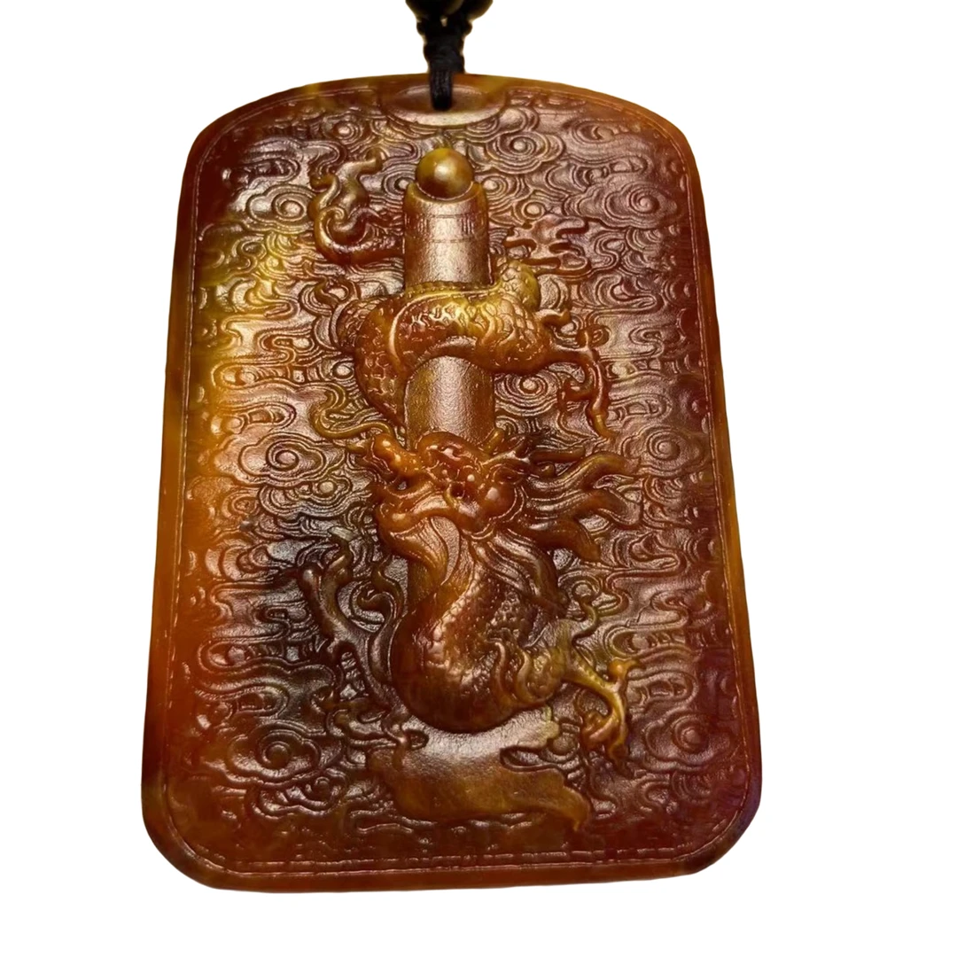 【粉丝专享】特色手工艺龙泉香20号手工雕刻龙腾盛世吊坠牌子