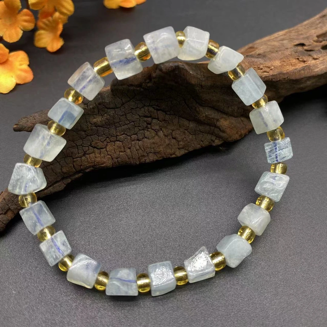 【初见珠宝】海蓝宝DIY单圈手串21-2C87X7【尺寸约5*5mm】