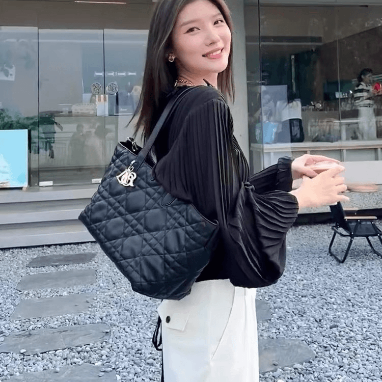 2023新款Toujours藤格纹托特包大容量购物袋真皮腋下单肩手提女包