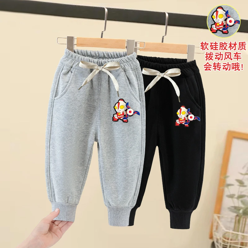 男童春秋款松紧腰束脚卫裤宝宝洋气外穿休闲裤小男孩卡通转动图案