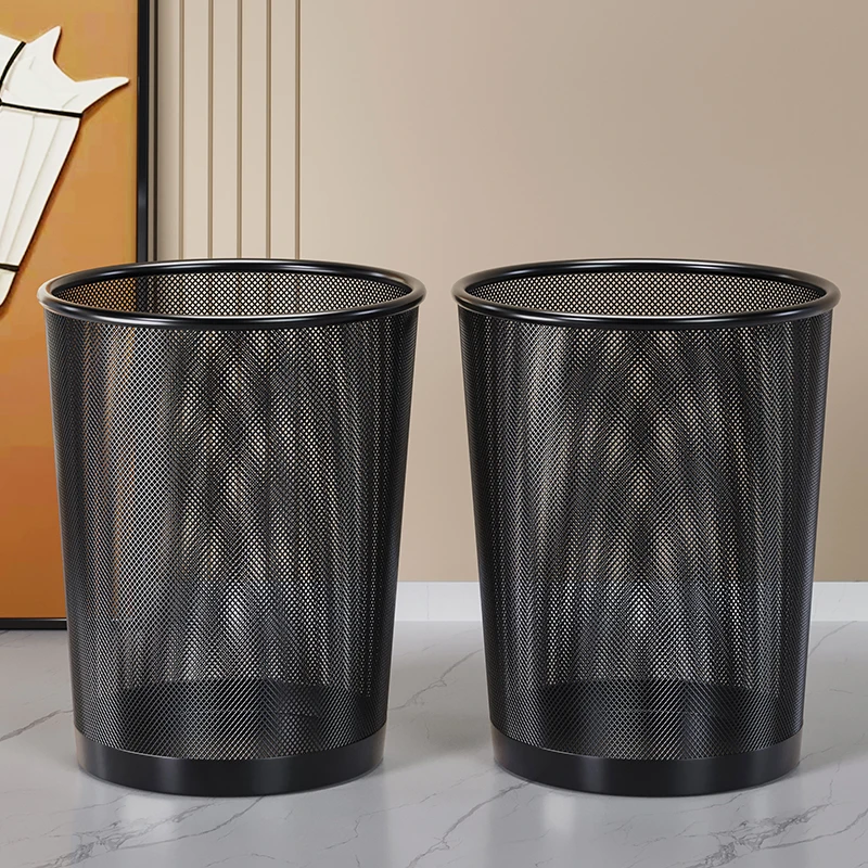 垃圾桶家用商务办公室卫生间卧室客厅创意简约无盖金属铁丝网大号
