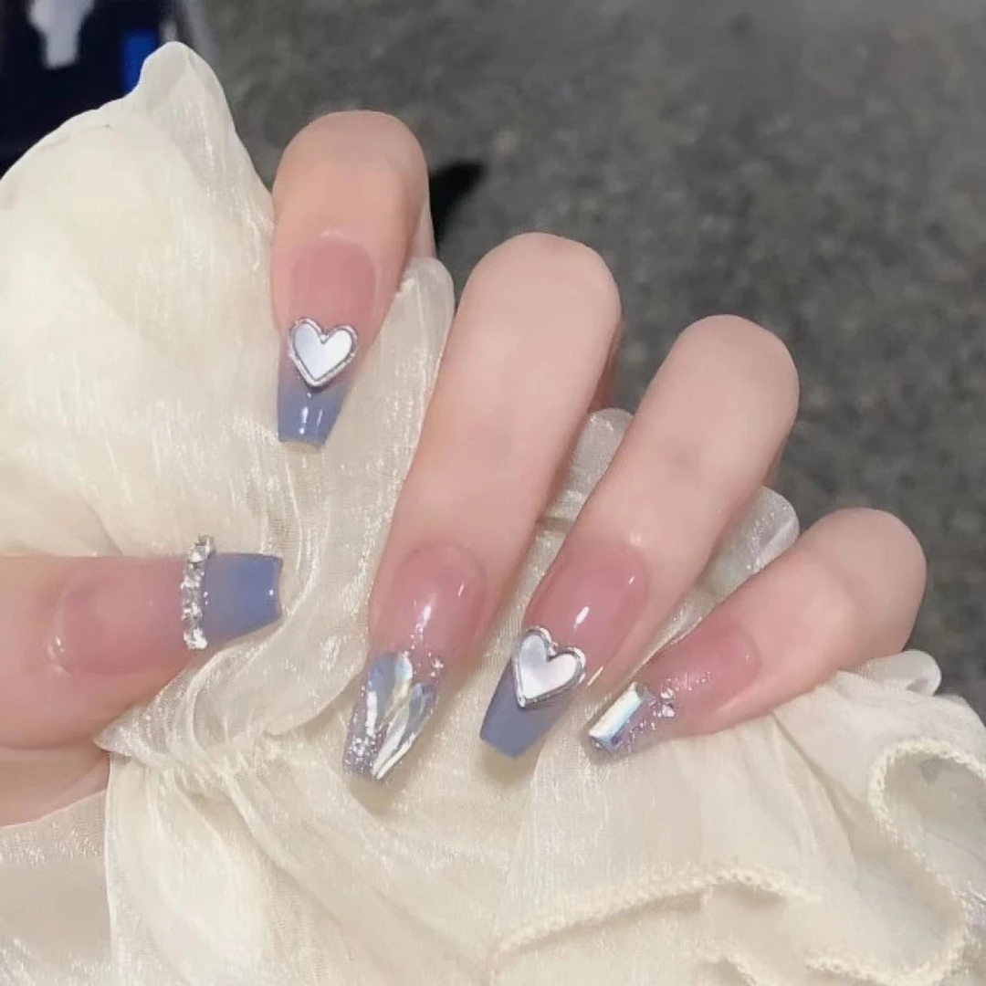 通用 纯手工光疗美甲 海蓝之谜专属美甲贴片假指甲可拆卸穿戴甲