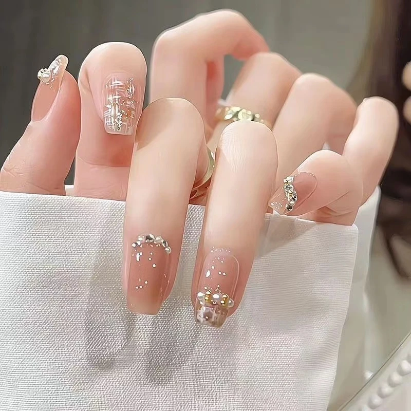 纯手工光疗穿戴甲片小香风美甲贴片指甲贴甲片穿戴甲可拆卸