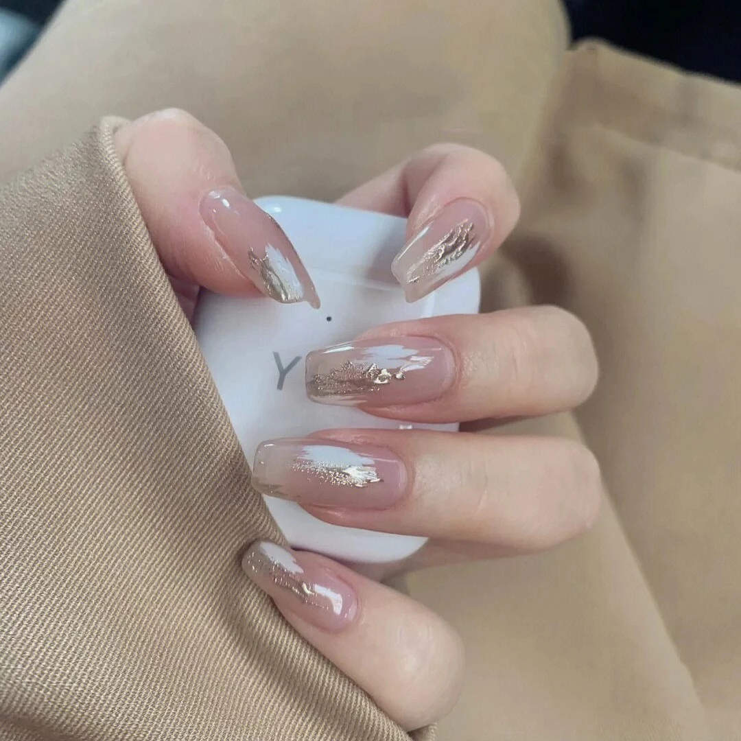 通用 金粉世家手工光疗美甲果冻胶 可拆卸穿戴甲长短款甲片美甲贴