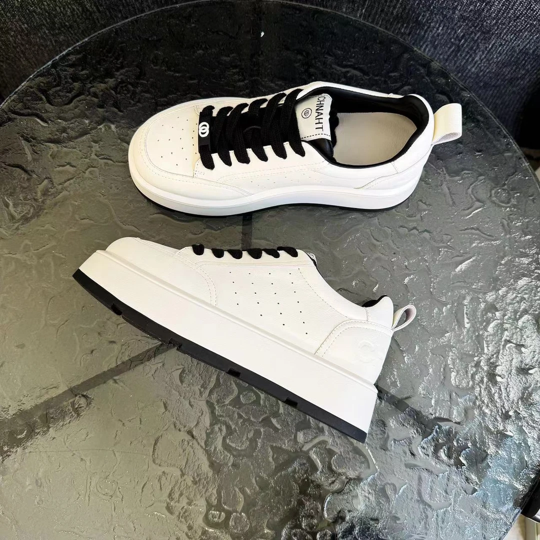 厚底板鞋女2024年新款小白鞋低帮系带休闲鞋透气时尚百搭