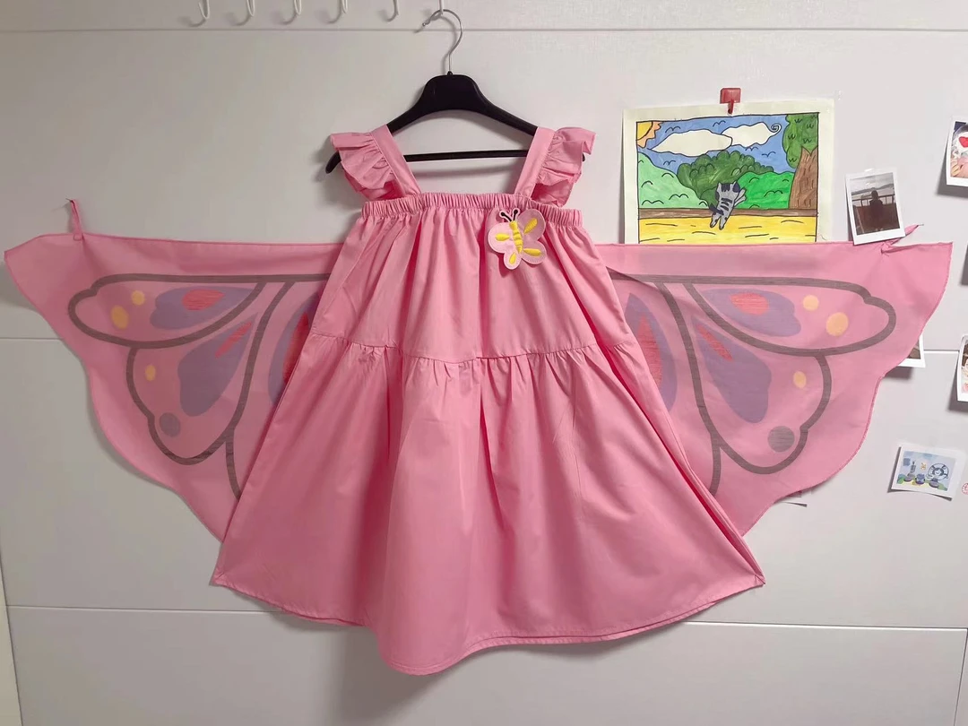 女宝蝴蝶翅膀背心女孩2025童装新款女童夏季可爱休闲洋气裙子潮