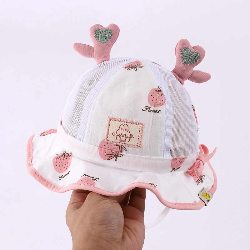 婴儿帽子夏季薄款渔夫帽可爱宝宝遮阳帽婴幼儿韩版透气休闲儿童