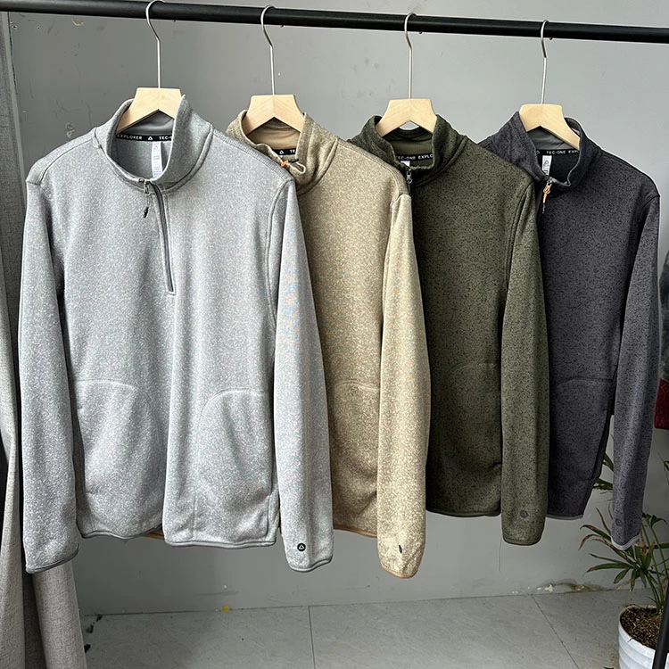 粗针织套头衫男秋冬户外运动拉绒加厚保暖宽松大码高尔夫立领卫衣