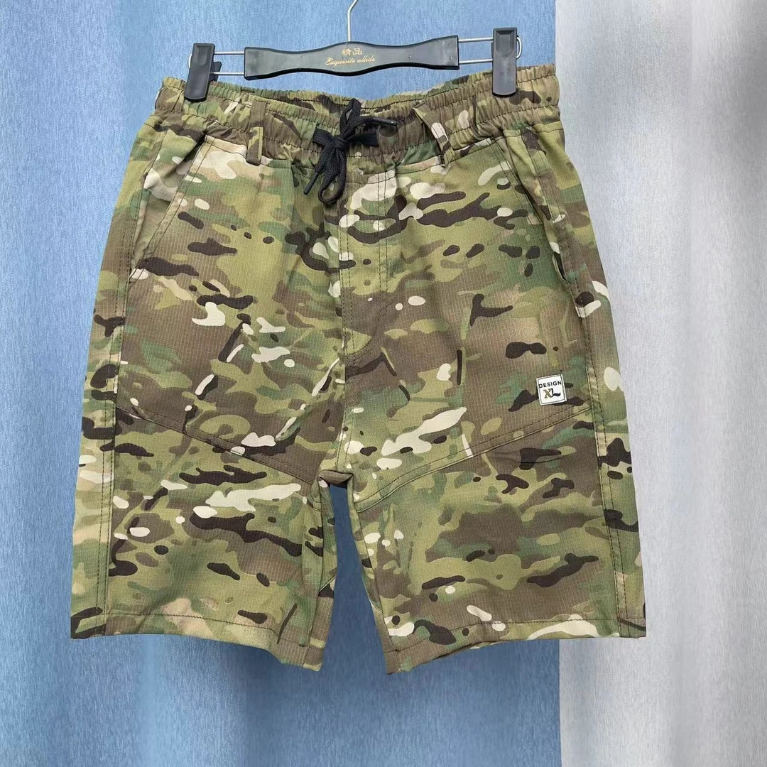 夏季薄迷彩裤工装短裤新款网格防撕裂透气吸汗耐磨劳保弹力五分裤