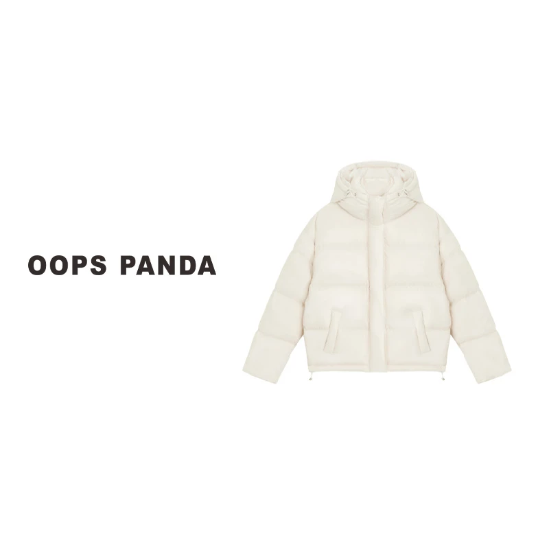 OOPS PANDA 秋冬休闲时尚连帽短款羽绒服女款百搭简约保暖鹅绒服