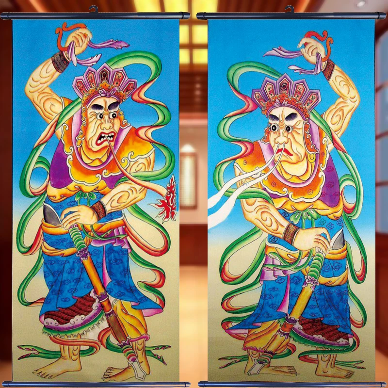 哼哈二将 画像十殿图 左门神右门神定制