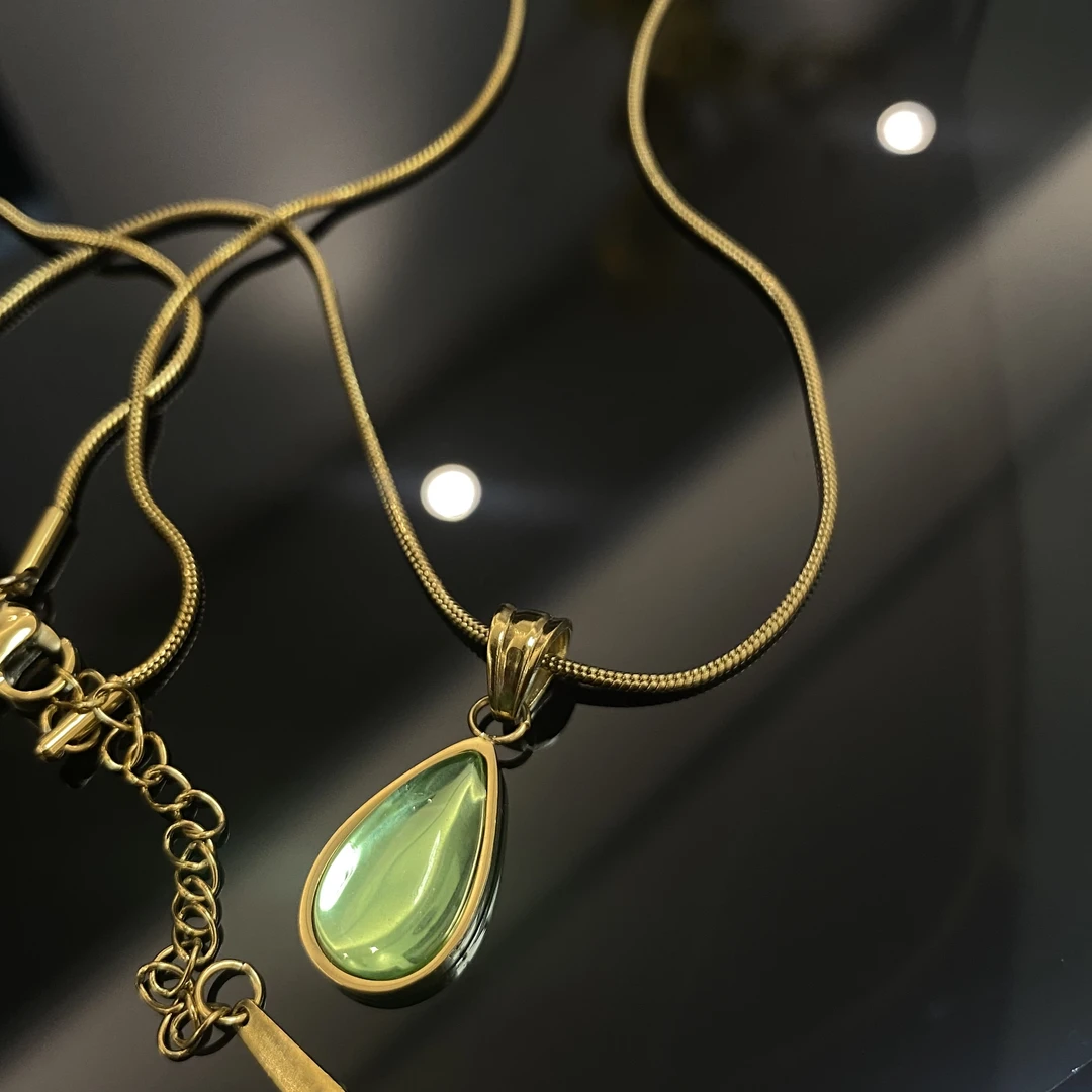 钛钢项链 时尚水滴吊坠项链YZ105-6