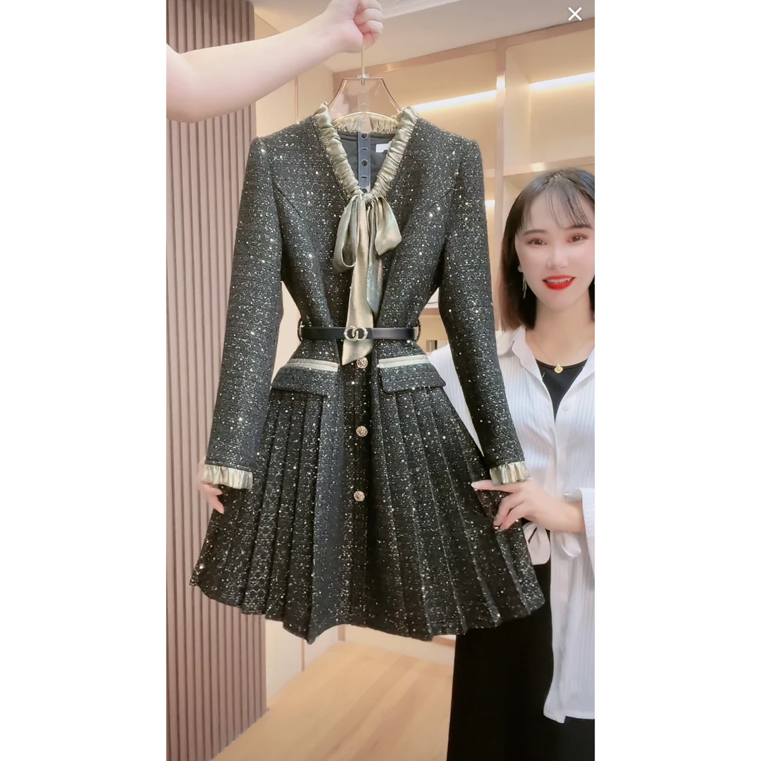 【语馨服饰轻奢女装】1886新款气质收腰显瘦连衣裙