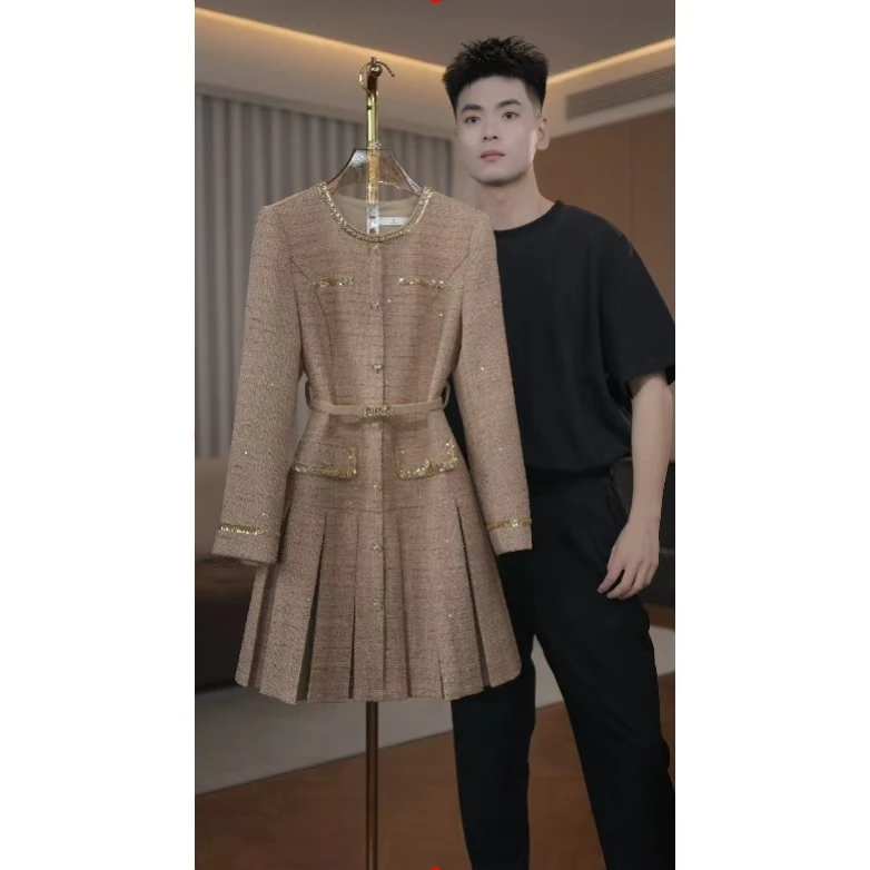 【语馨服饰】6841新款高贵气质连衣裙收腰显瘦小香风裙子