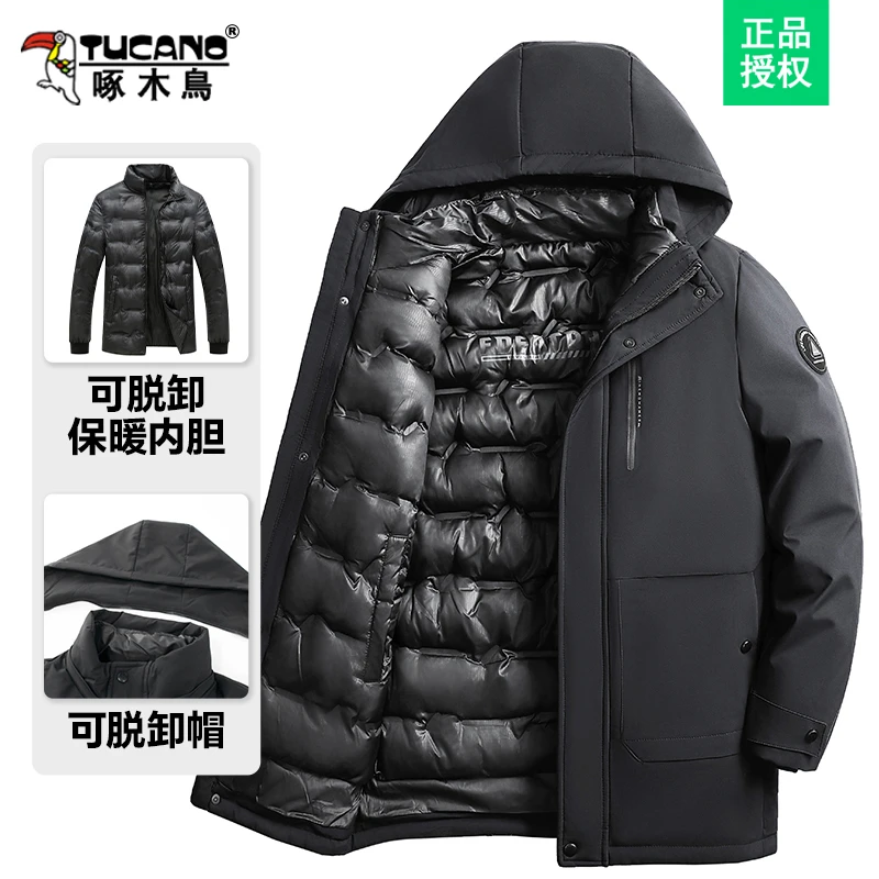 TUCANO/啄木鳥男士中长款可脱卸内胆棉衣加厚保暖秋冬季休闲外套