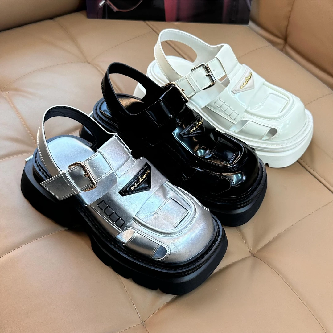 厚底罗马凉鞋7.5CM百搭复古包头休闲外穿软底英伦风凉鞋女WX99-6