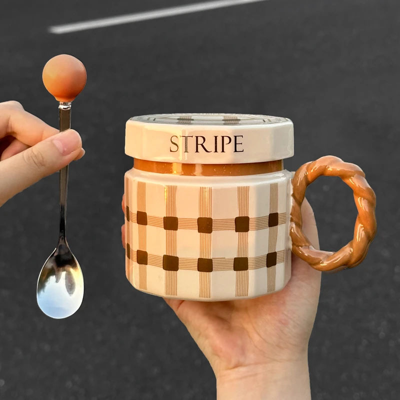 复古陶瓷马克杯带盖小众设计感杯子送闺蜜生日礼物女生实用伴手礼
