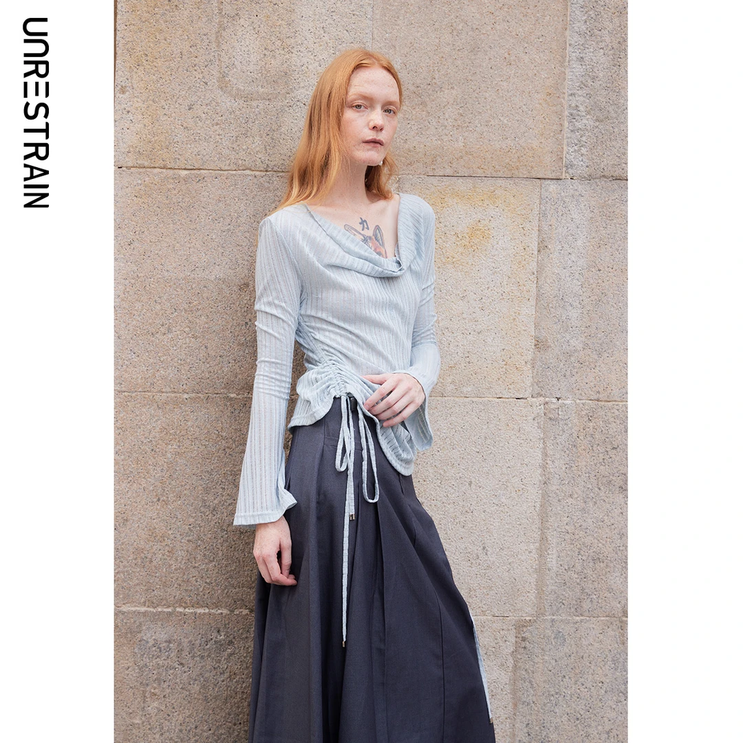 【UNRESTRAIN】UNR原创设计荡领修身可抽绳收腰舒适毛衫女