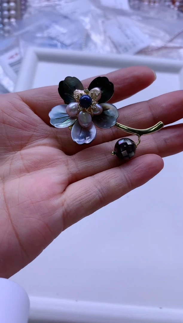 【闪购商品】淡水珍珠胸针合金淡水珍珠胸针