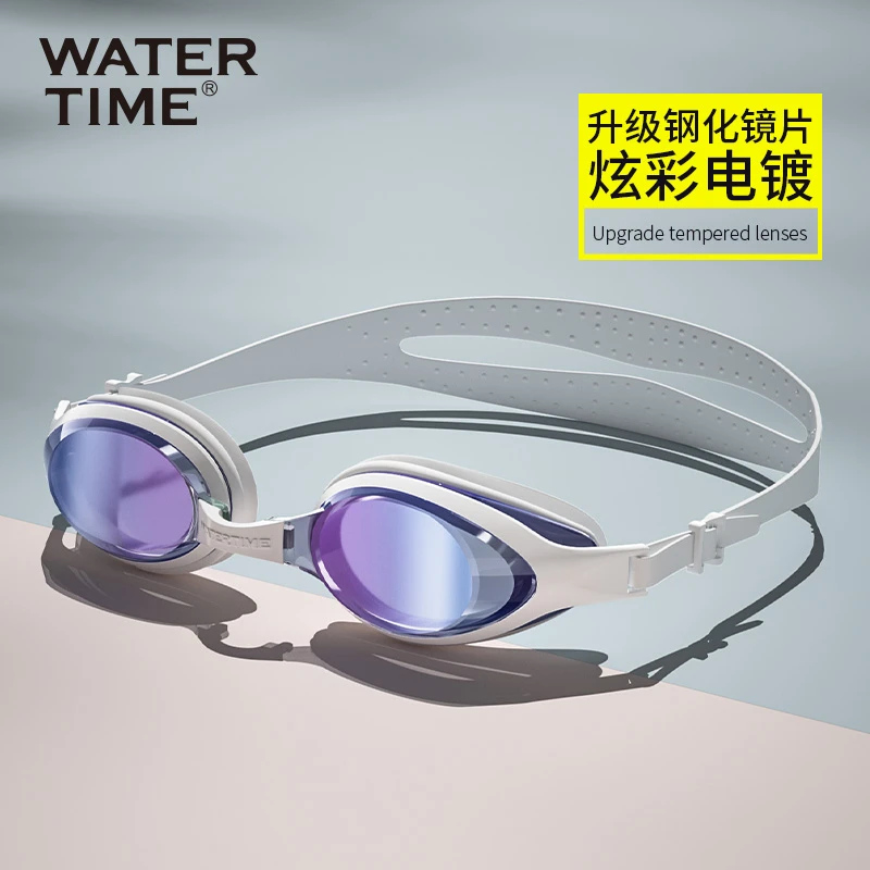 WaterTime高清防水防雾专业舒适贴合大框镀膜游泳眼镜男女装备
