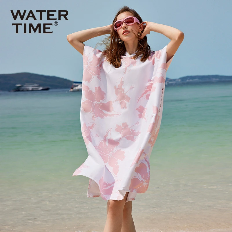WaterTime游泳浴袍速干斗篷浴巾女吸水快干运动斗篷巾沙滩巾防晒