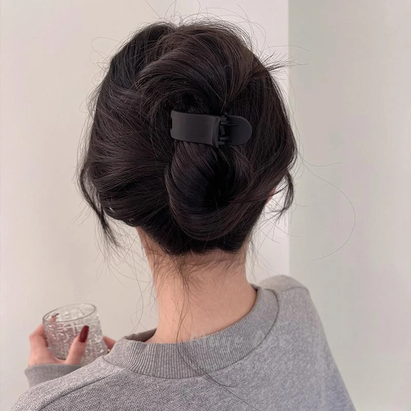 简约纯色调发夹女后脑勺盘发抓夹子高级感网红扎丸子头高马尾头饰