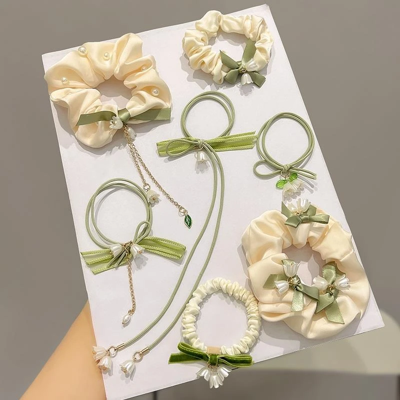 铃兰花头绳皮筋女扎头头花高颜值高弹力大肠发圈高级感头饰2024新