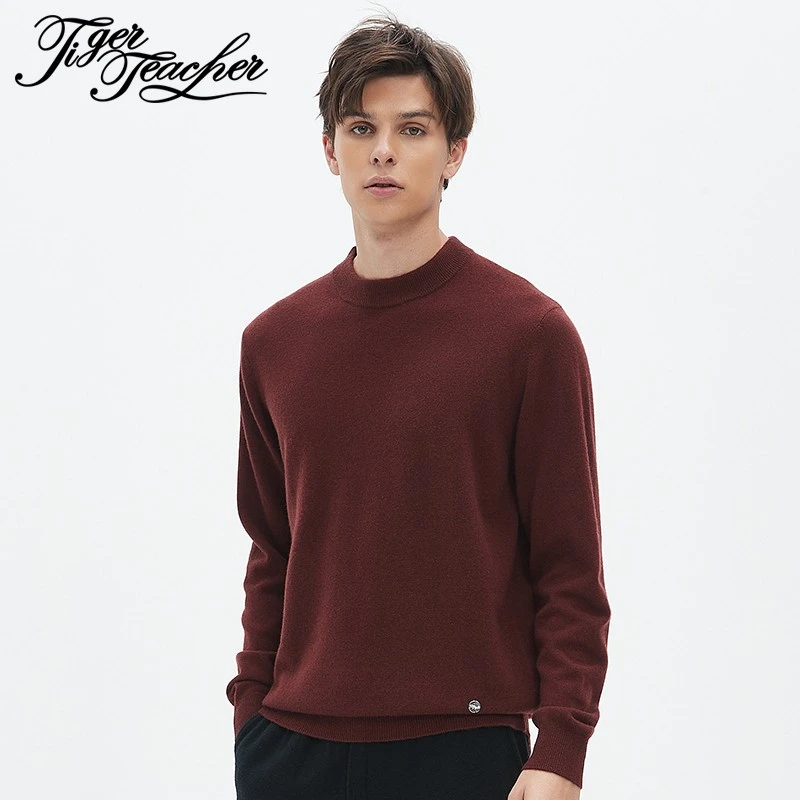 2024新款纯山羊绒圆领半高领加厚针织衫秋冬季男保暖套衫