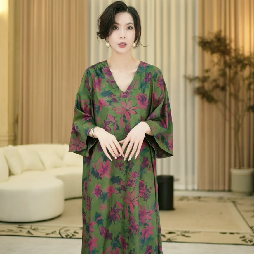 宝儿姐LEMONDISIN2024夏季新款时尚提花遮肉提花复古长裙连衣裙