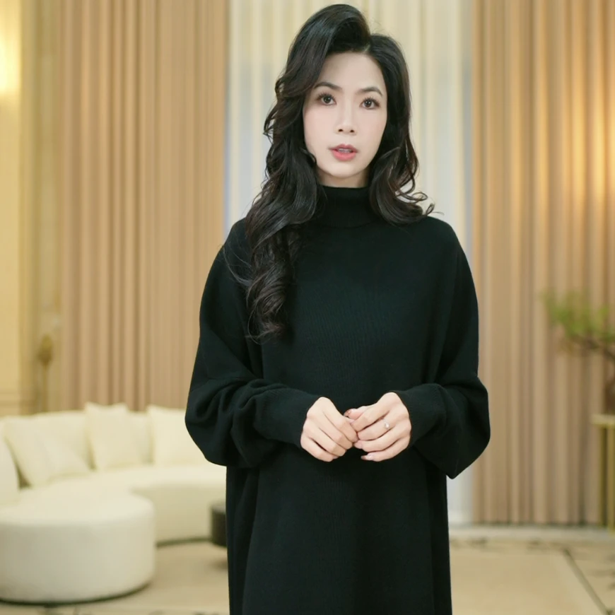 宝儿姐LEMONDISIN2024年新款休闲高领针织连衣裙冬季时尚优雅百搭