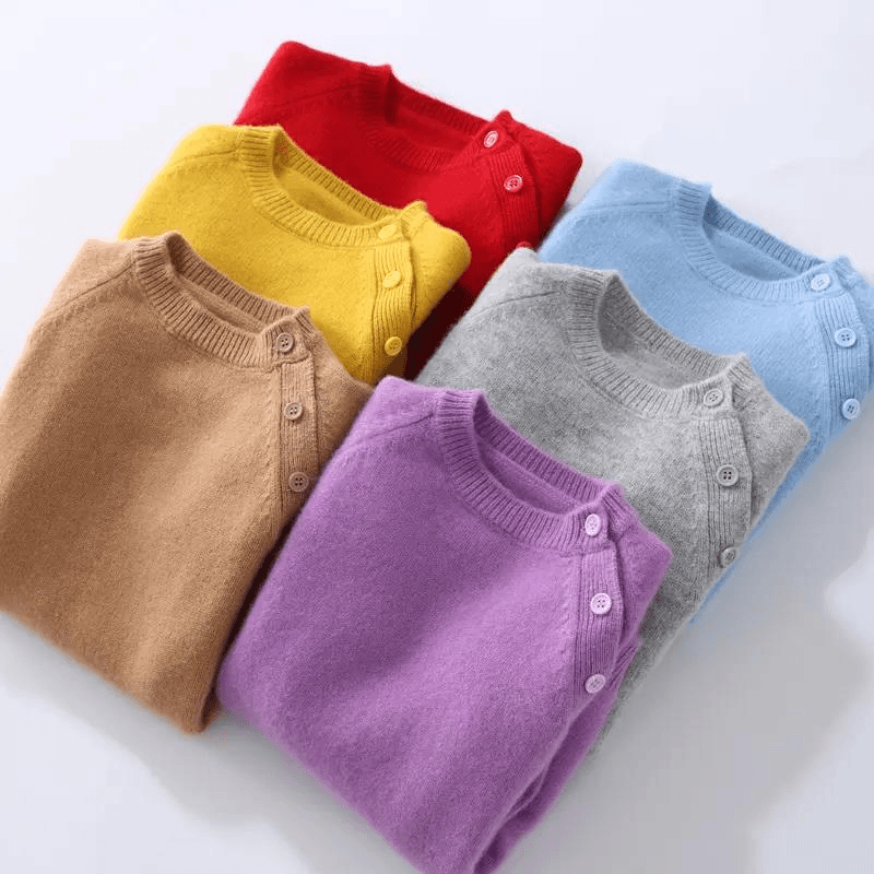 秋冬新款儿童100%羊毛衫斜肩扣圆领系扣男女童毛衣宝宝针织衫M12