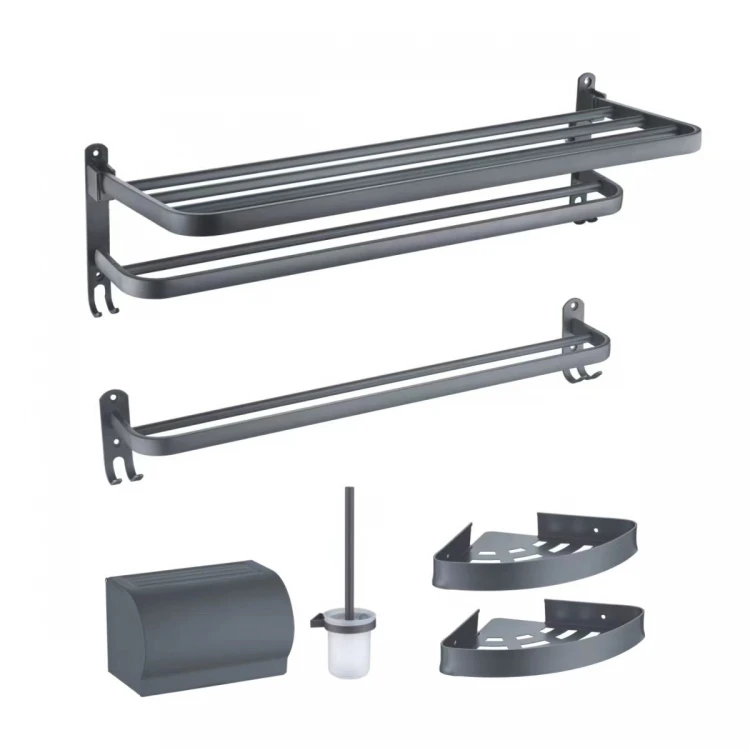 A 高端枪灰毛巾架太空铝挂件五件套挂 5500Q 浴室方便套装卫生间